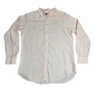 Lauren Ralph Lauren Linen Button Up Shirt Womens Large Striped Shirt See Descrip